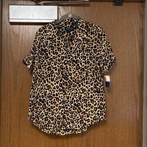 NEW Liz Claiborne leopard button down size PM